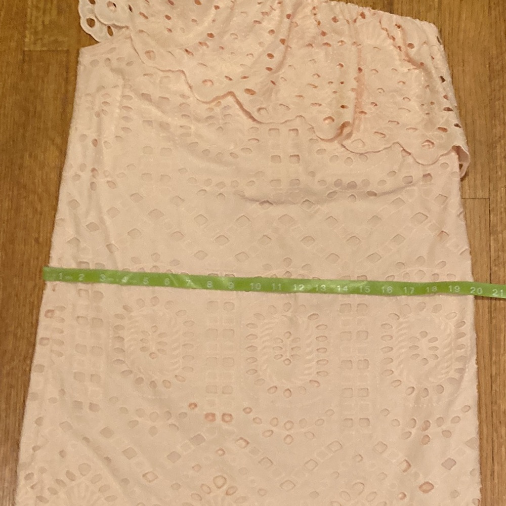 Loft NWT Pale Pink One Shoulder Cotton Eyelet Dress Size 4 - Picture 13 of 16